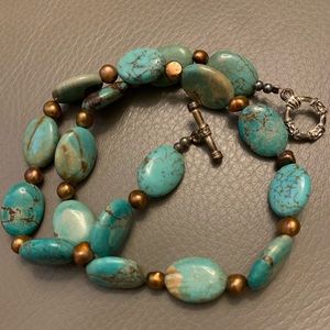 Turquoise with brown pearls beautiful necklace!